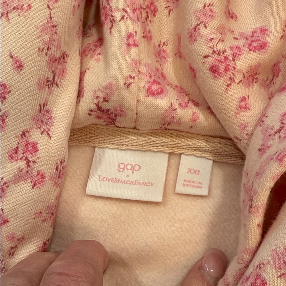 NWT GAP x Love Shack Fancy Pink Floral Hoodie and Joggers Sz XXL - Picture 10 of 13